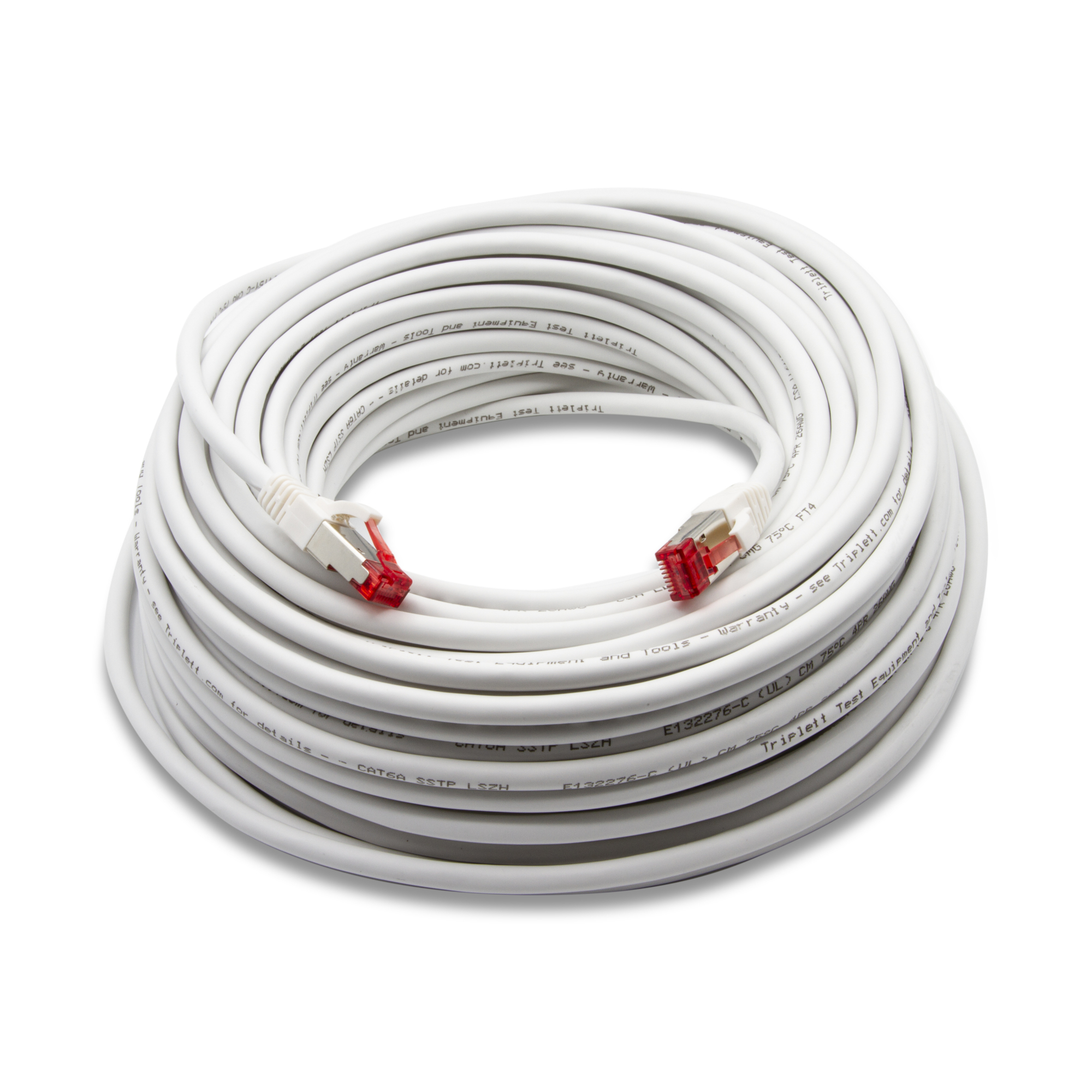 Triplett CAT6A-100WH CAT 6A 10GBPS Professional Grade, SSTP 26AWG Patch Cable 100' White